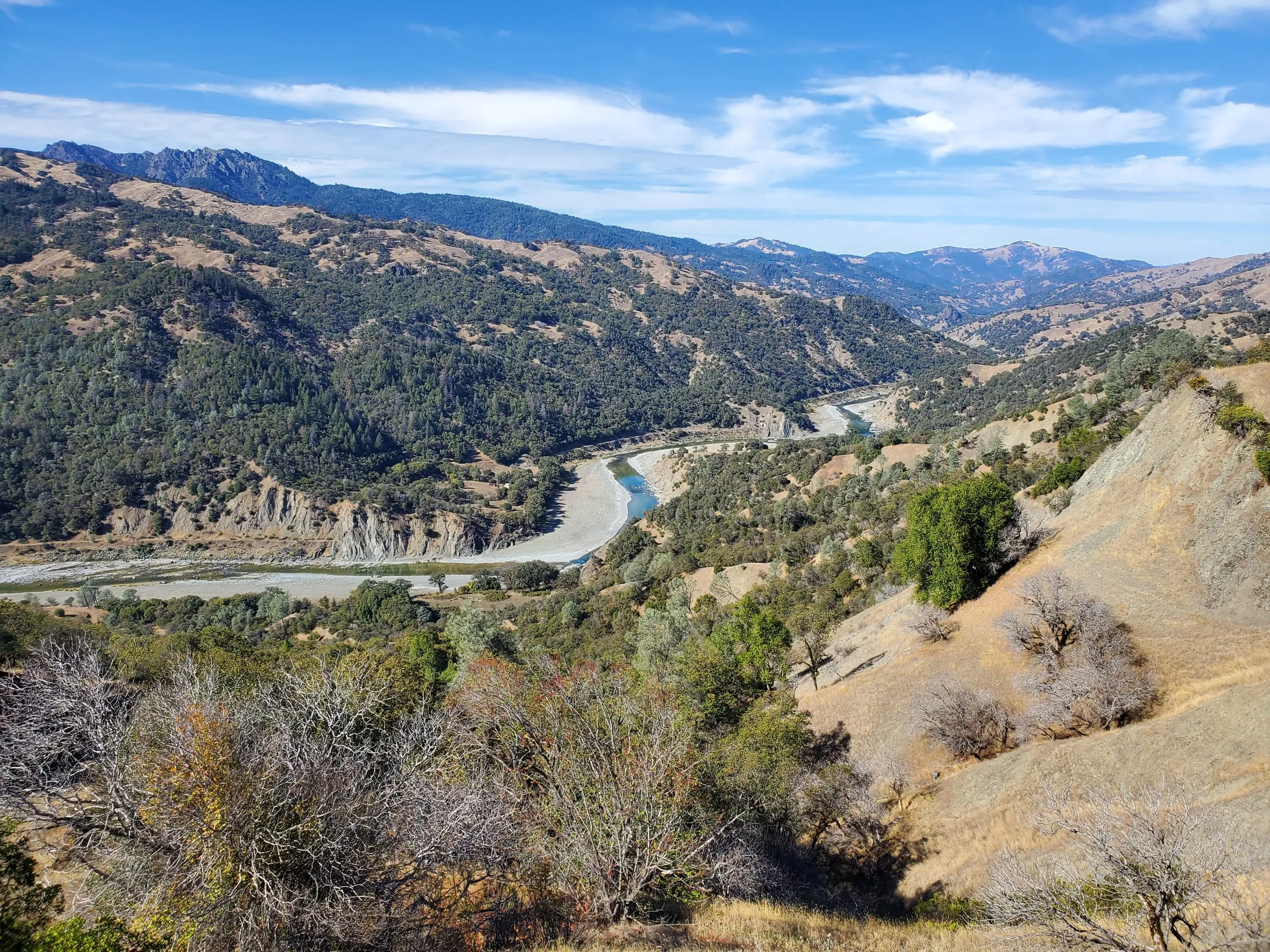 The Eel River winding through protected lands in Humboldt County.